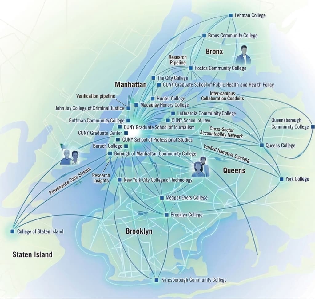 Map of CUNY Cross-Ecosystem Collaboration Network across NYC boroughs